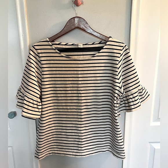 J. Crew Factory Tops - J. Crew stripe ruffle sleeve shirt